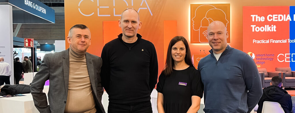 Jeff Hayward and Shereen Russell of Wildwood Plus with Robert Barford and Michael Johnson of Monitor Audio